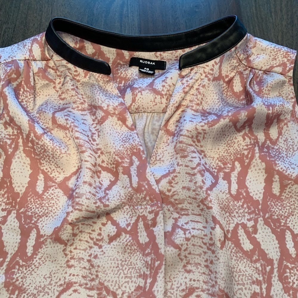 Rudsak Snake Print Dress Sleeveless Size Small Faux Leather Collar Belt Missing. - Picture 6 of 16